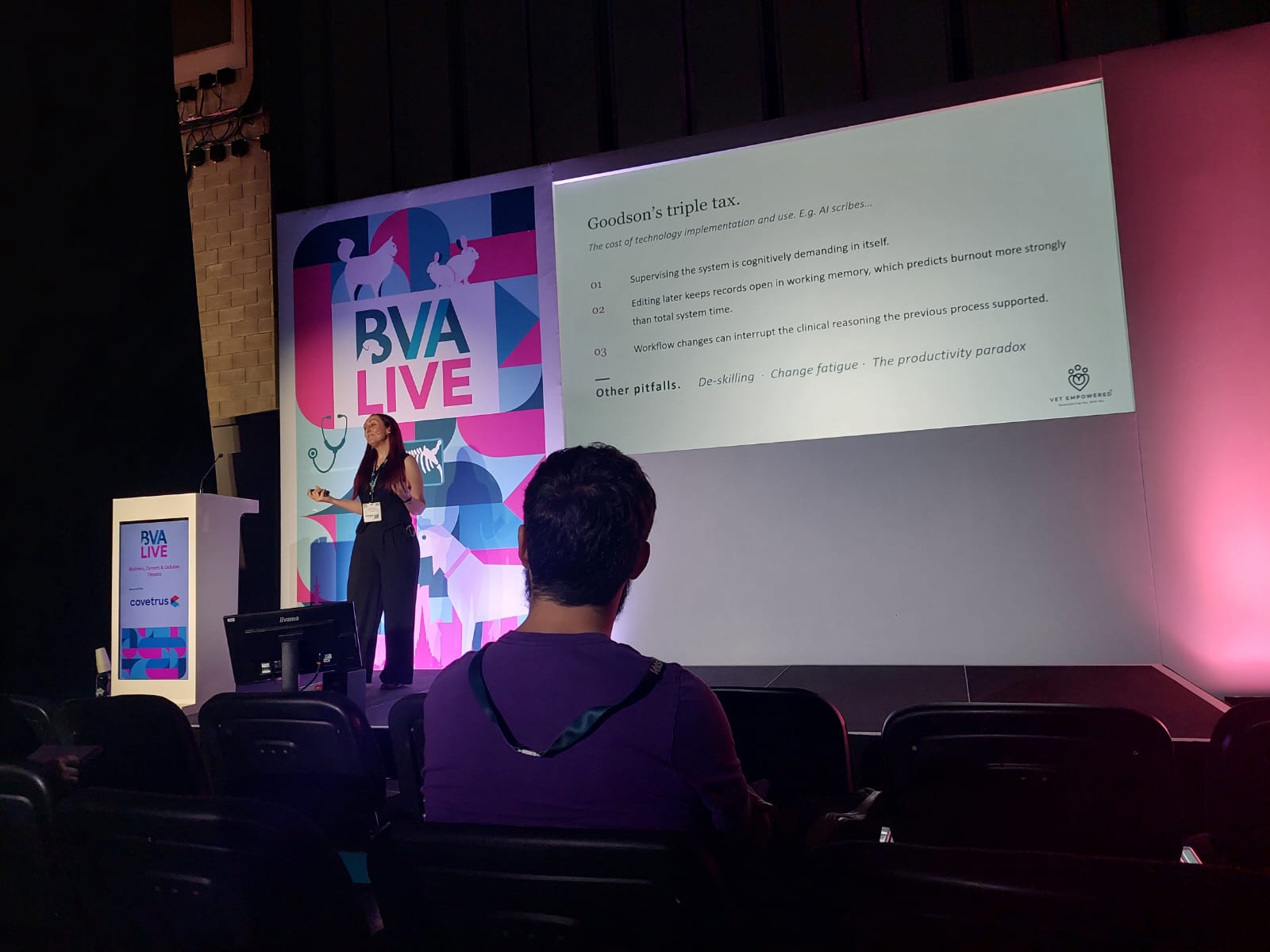 Katie Ford speaking on stage at BVA Live